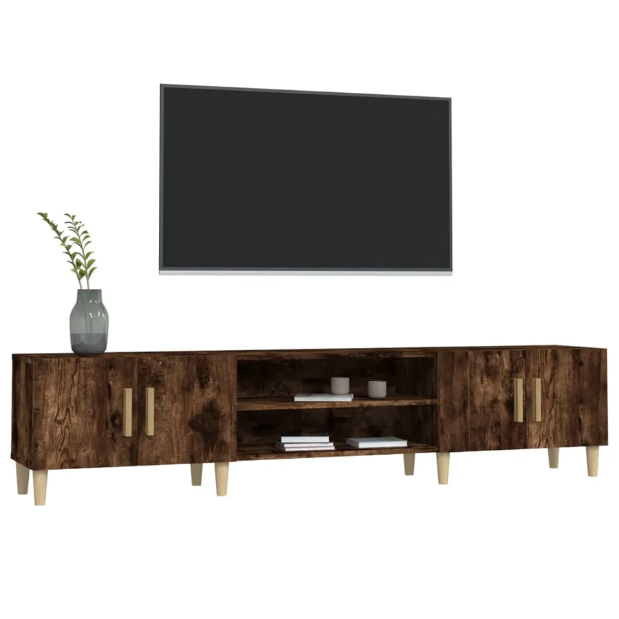 Meuble TV chêne fumé 180x31,5x40 cm bois d'ingénierie - 4