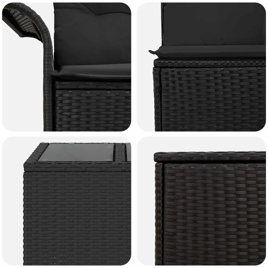 Ensemble de Canapés 6 pcs 4-Nombre de places Noir - 9