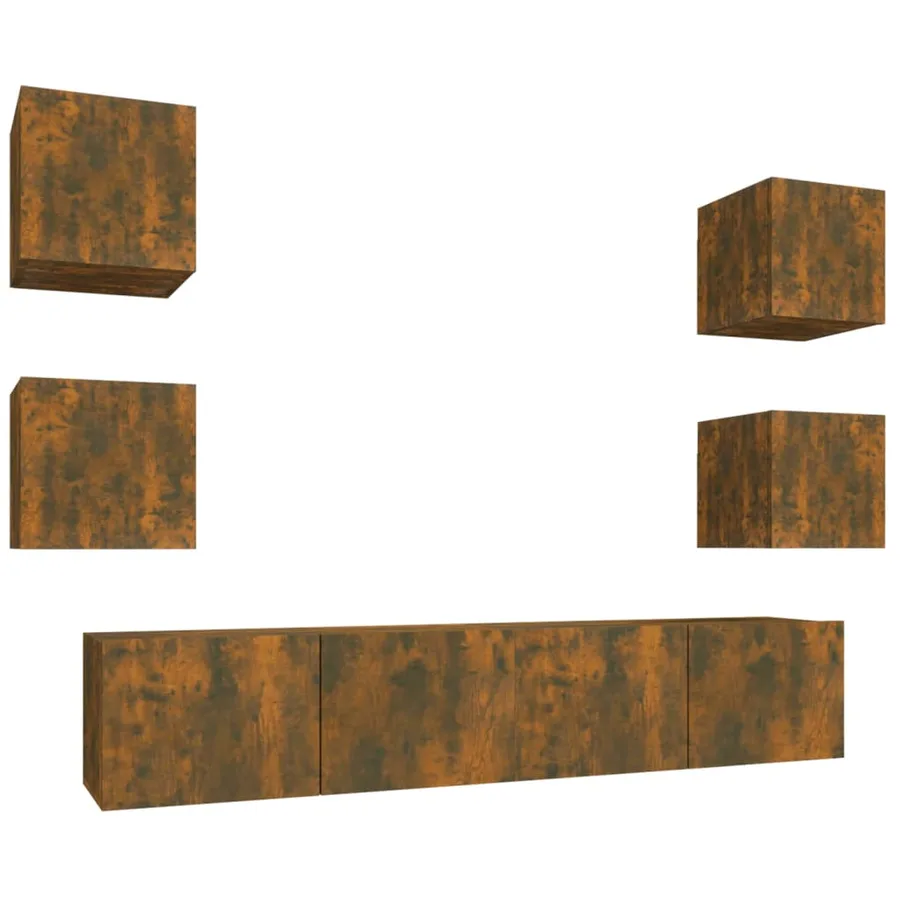 Ensemble de meubles TV 6 pcs Chêne fumé Bois d'ingénierie - 2