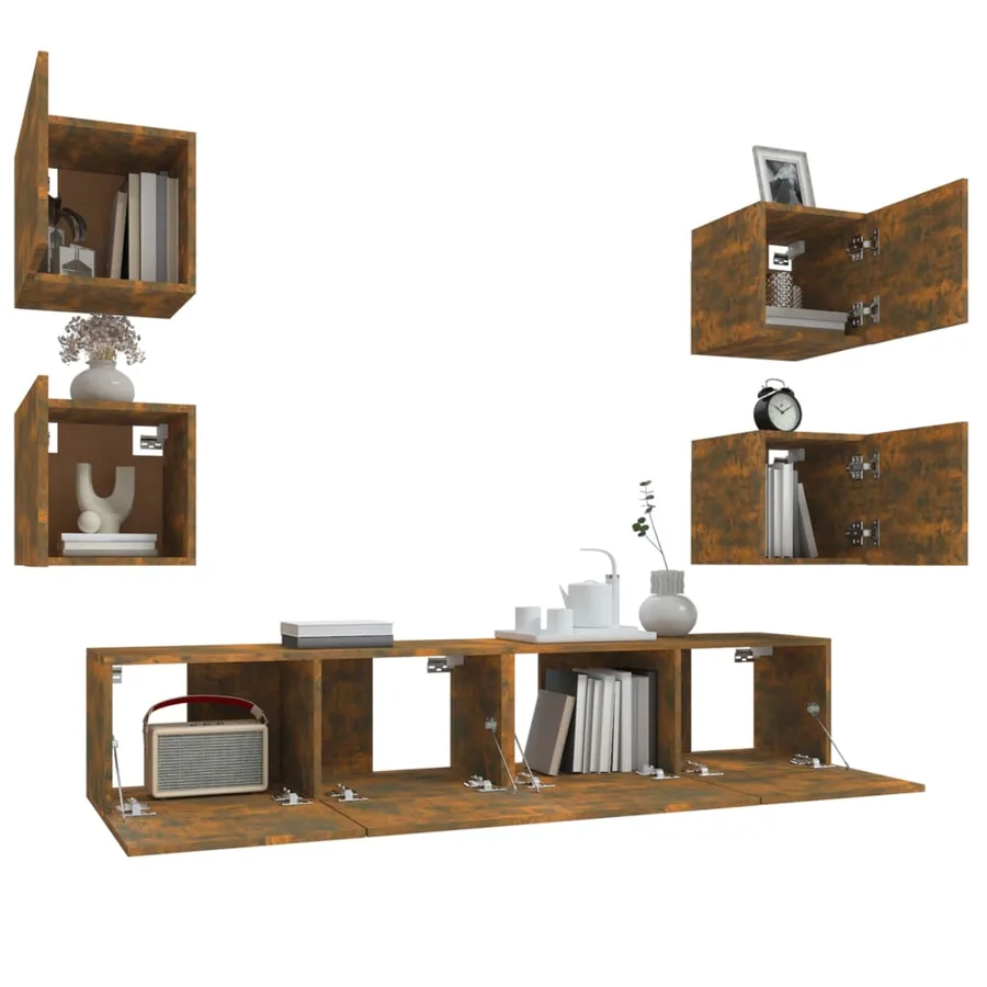 Ensemble de meubles TV 6 pcs Chêne fumé Bois d'ingénierie - 5