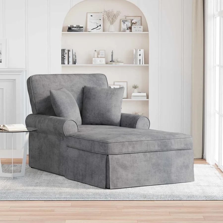 Chaise lounge avec jupe Gris clair 157 x 91 x 91 cm ARES