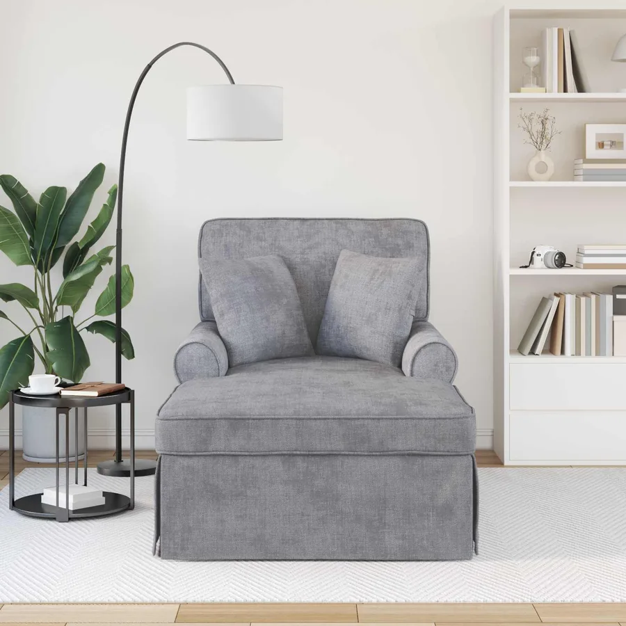 Chaise lounge avec jupe Gris clair 157 x 91 x 91 cm ARES - 3