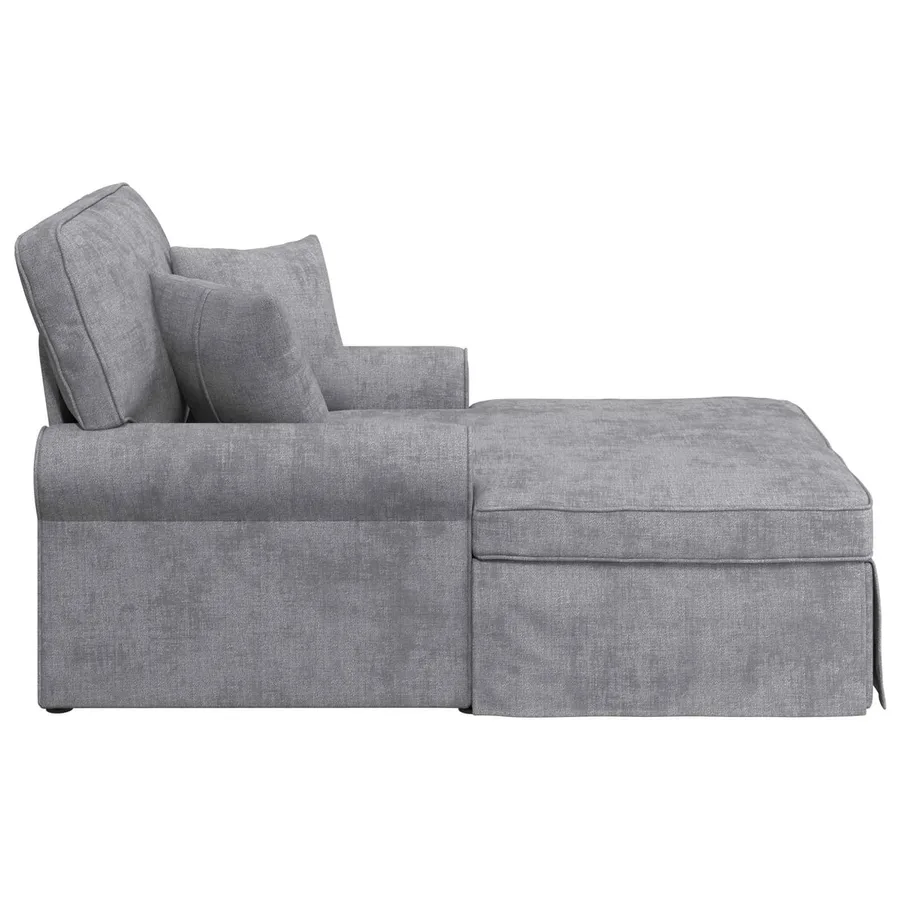 Chaise lounge avec jupe Gris clair 157 x 91 x 91 cm ARES - 5