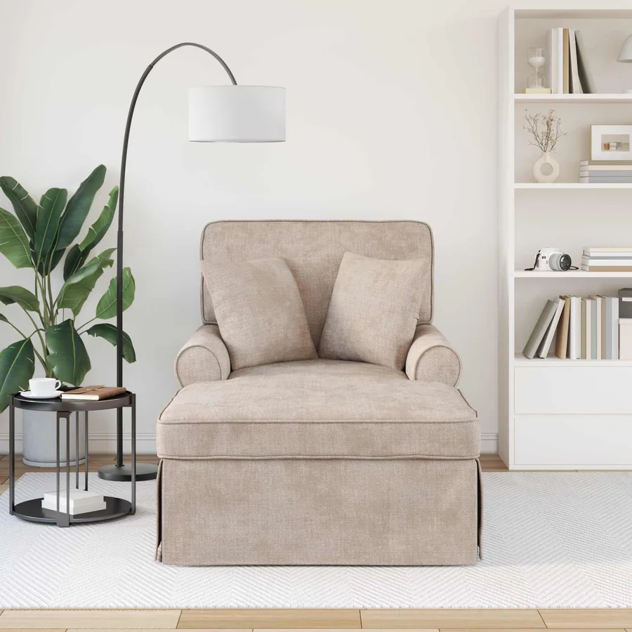 Chaise lounge avec jupe Beige 157 x 91 x 91 cm ARES - 3