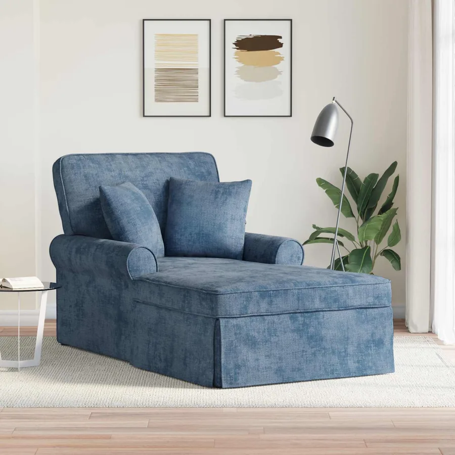 Chaise lounge avec jupe avec coussin Bleu 157 x 91 x 91 cm ARES