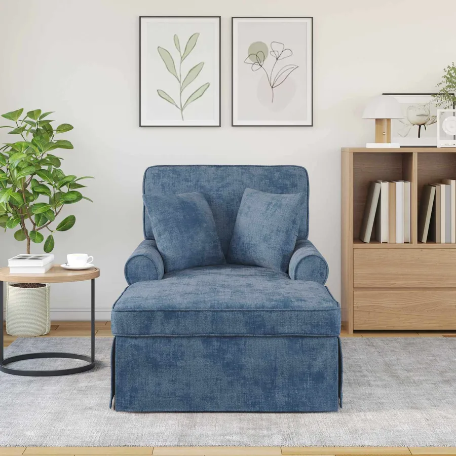 Chaise lounge avec jupe avec coussin Bleu 157 x 91 x 91 cm ARES - 3