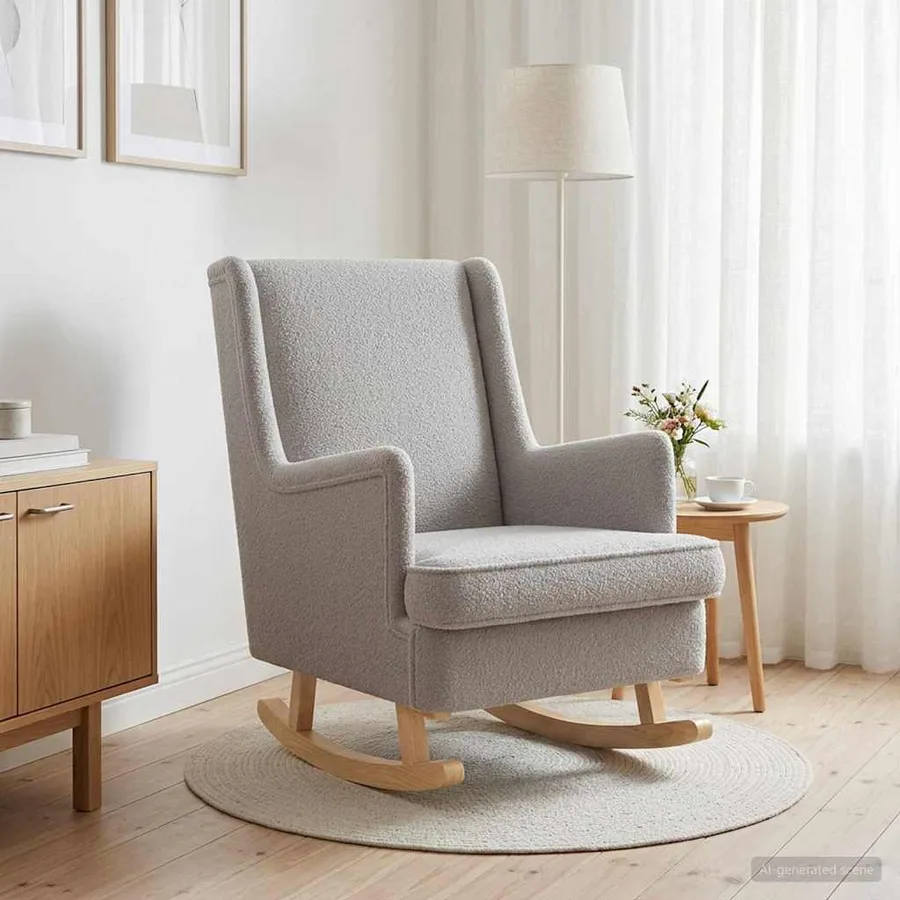 Chaise à bascule Gris clair 62 x 80 x 85 cm Bouclé - 3