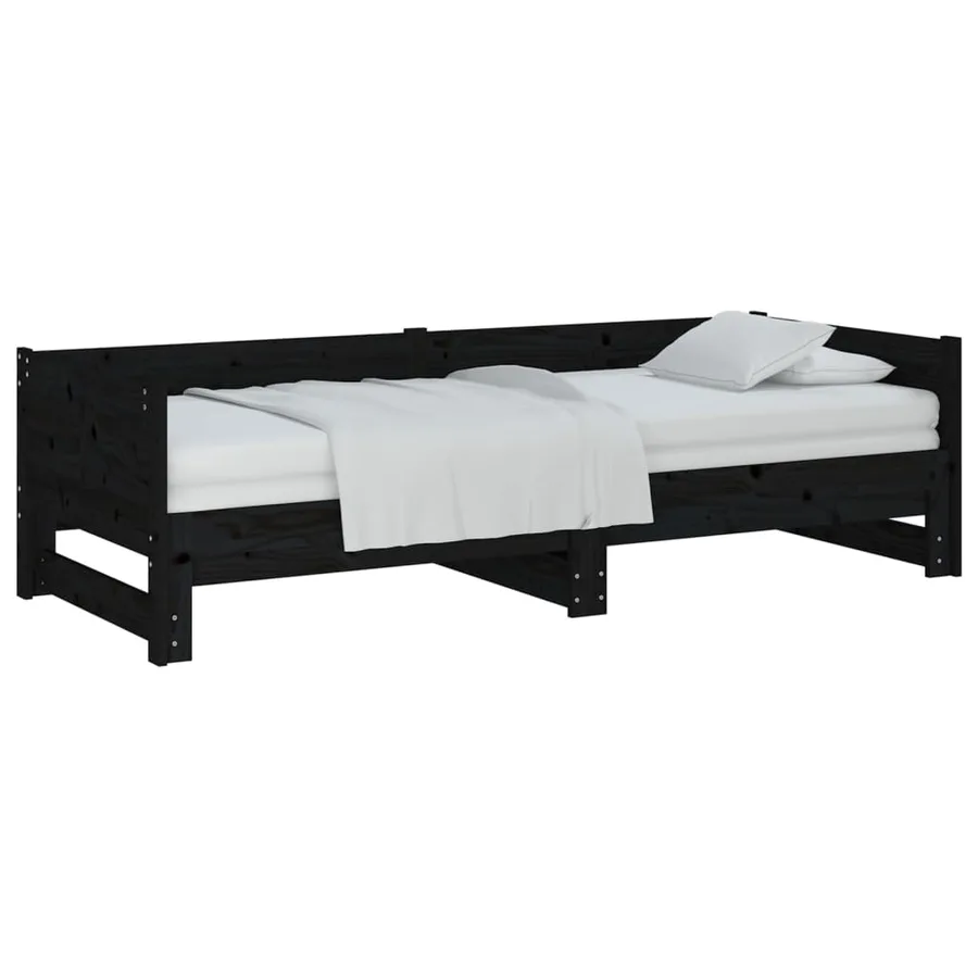 Lit coulissant sans matelas noir 2x(90x200) cm - 4