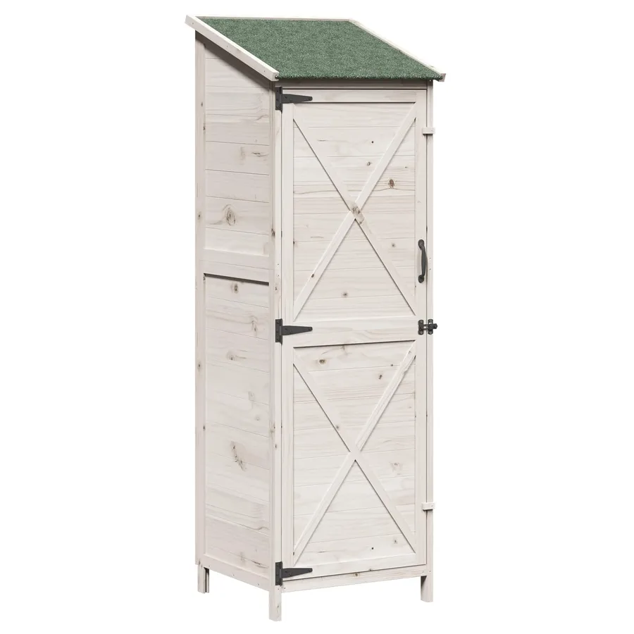 Abri de jardin Blanc 59,5 x 56 x 176,5 cm Bois de Sapin Massif - 2