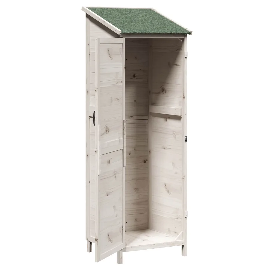 Abri de jardin Blanc 59,5 x 56 x 176,5 cm Bois de Sapin Massif - 4