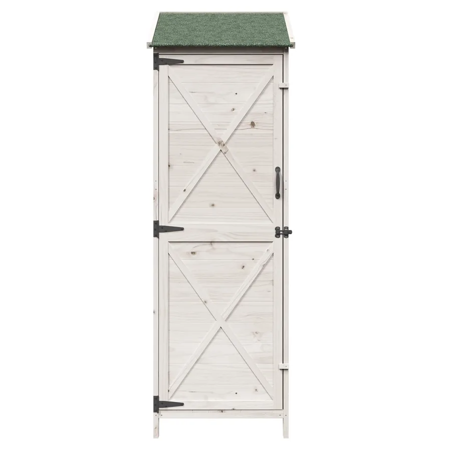 Abri de jardin Blanc 59,5 x 56 x 176,5 cm Bois de Sapin Massif - 5