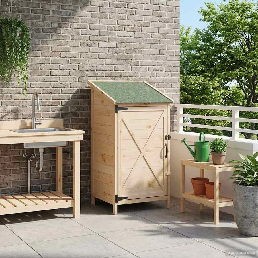 Abri de jardin avec toit Naturel 59,5 x 56 x 113,5 cm - 3