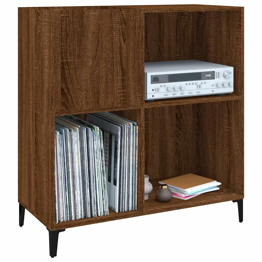 Armoire à disques chêne marron 84,5x38x89 cm bois d'ingénierie - 4