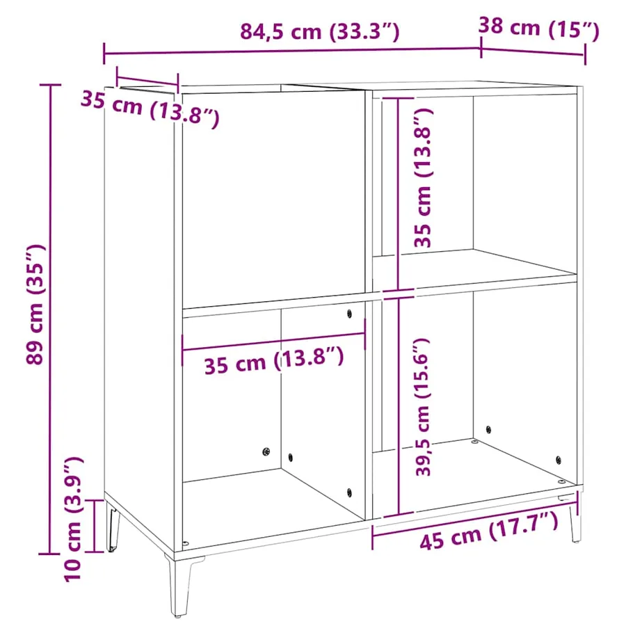 Armoire à disques chêne marron 84,5x38x89 cm bois d'ingénierie - 9
