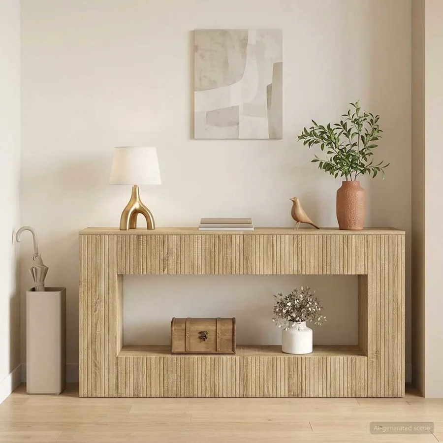 Table console Chêne Sonoma 155 x 29 x 74 cm Bois d’ingénierie - 4