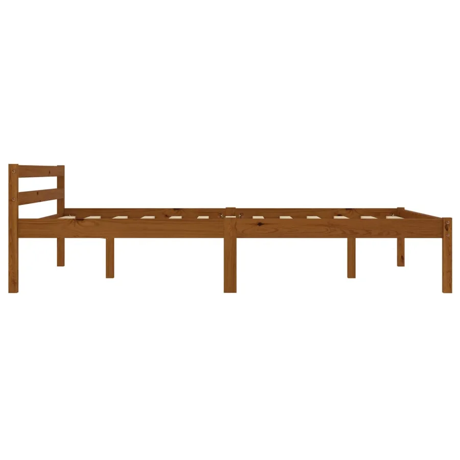 Cadre de lit sans matelas marron miel pin massif 120x200 cm - 4