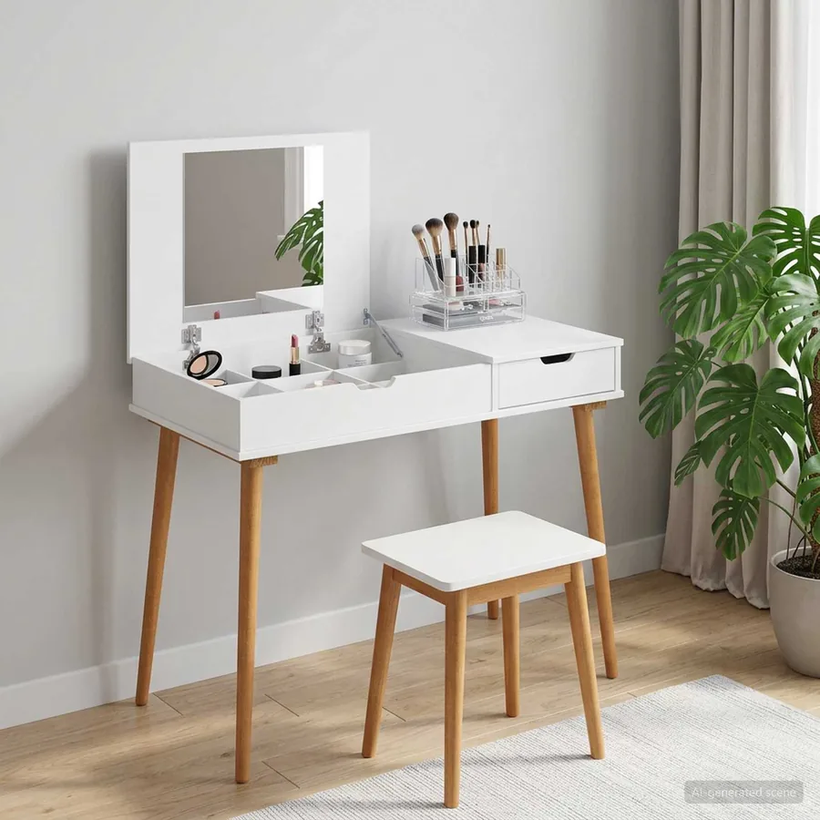Table de Toilette FAUSKE Blanc 100 x 50 x 78 cm