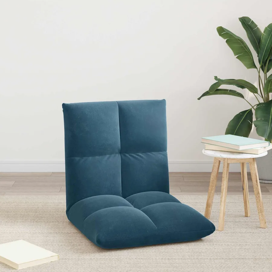 Fauteuil de sol ajustable Bleu Velours - 3