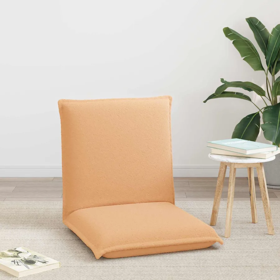 Fauteuil de sol ajustable Beige Tissu en laine de mouton - 3