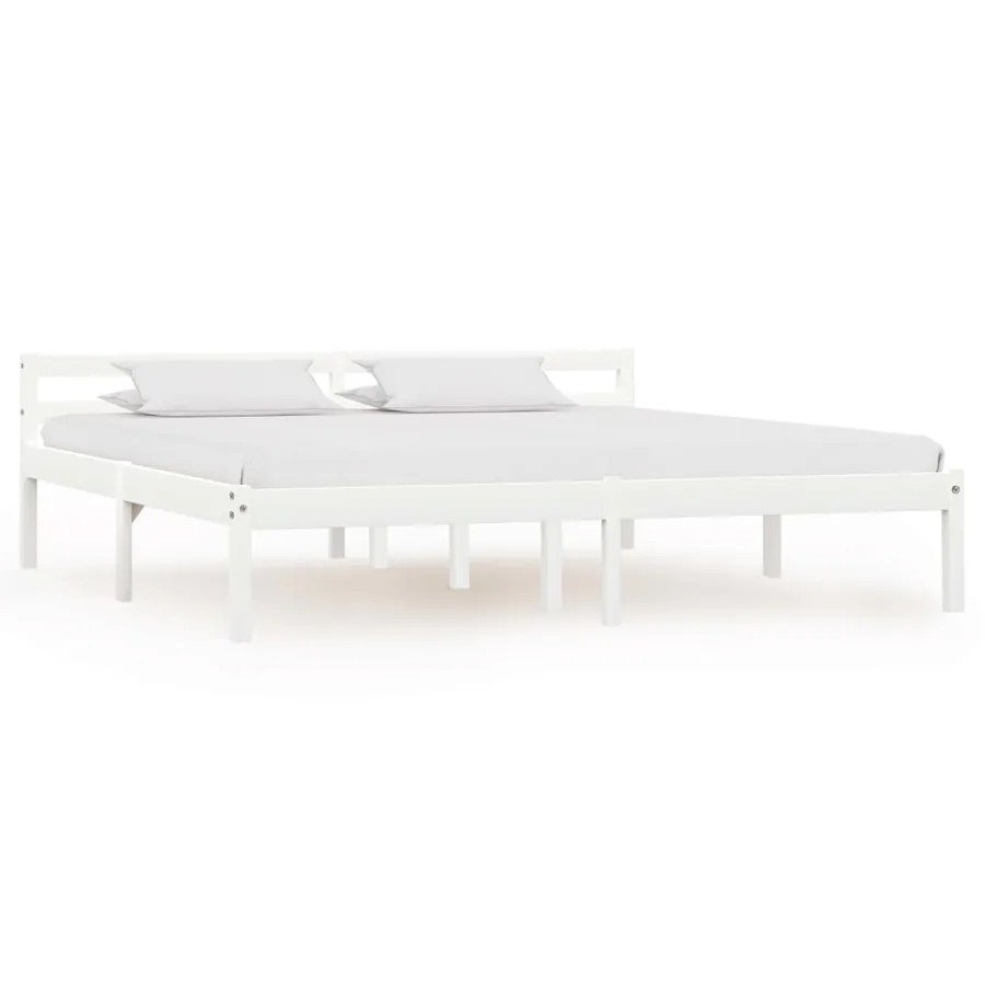 Cadre de lit sans matelas blanc bois massif de pin 180x200 cm