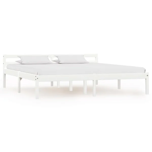 Cadre de lit sans matelas blanc bois massif de pin 180x200 cm