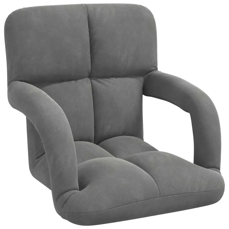 Fauteuil de sol ajustable Gris foncé Velours - 2