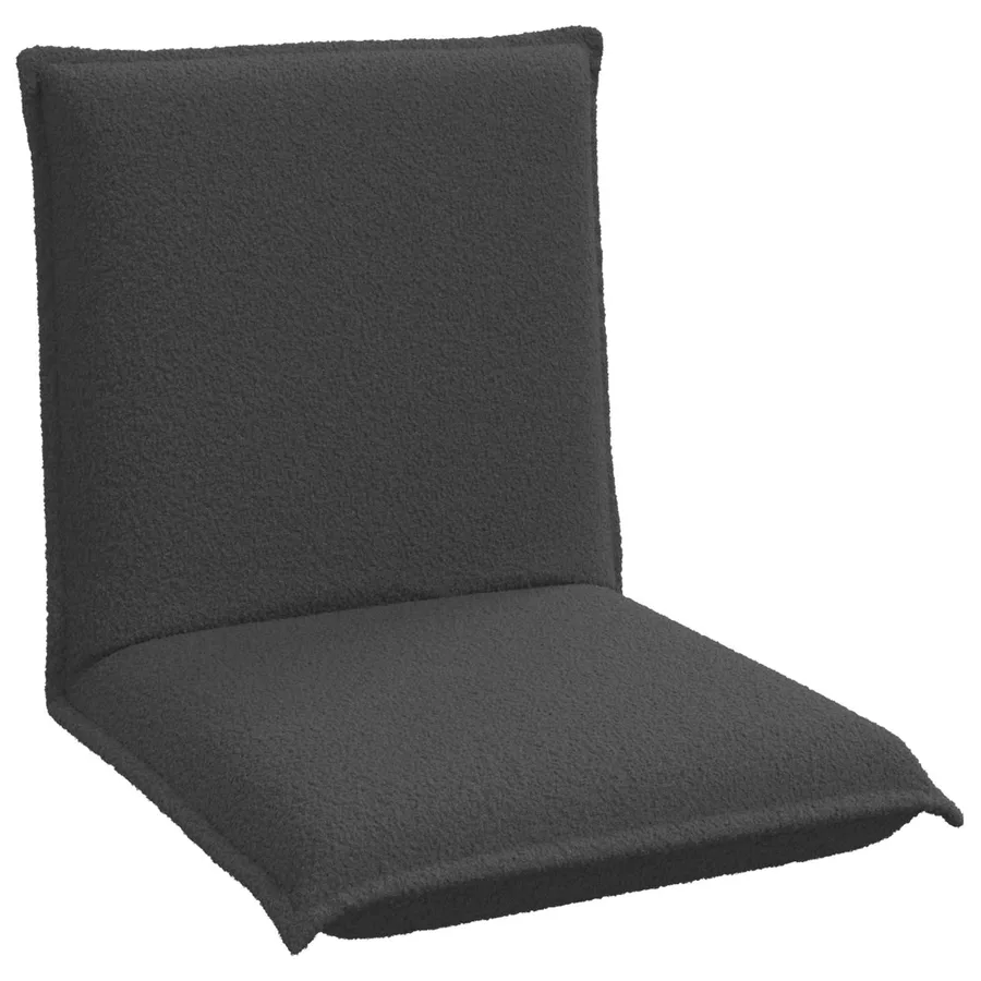 Fauteuil de sol ajustable Gris foncé Tissu en laine de mouton - 2