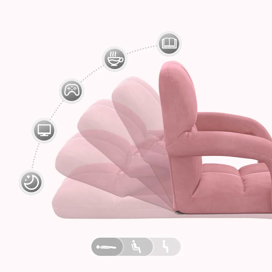 Fauteuil de sol ajustable Rose Velours - 9