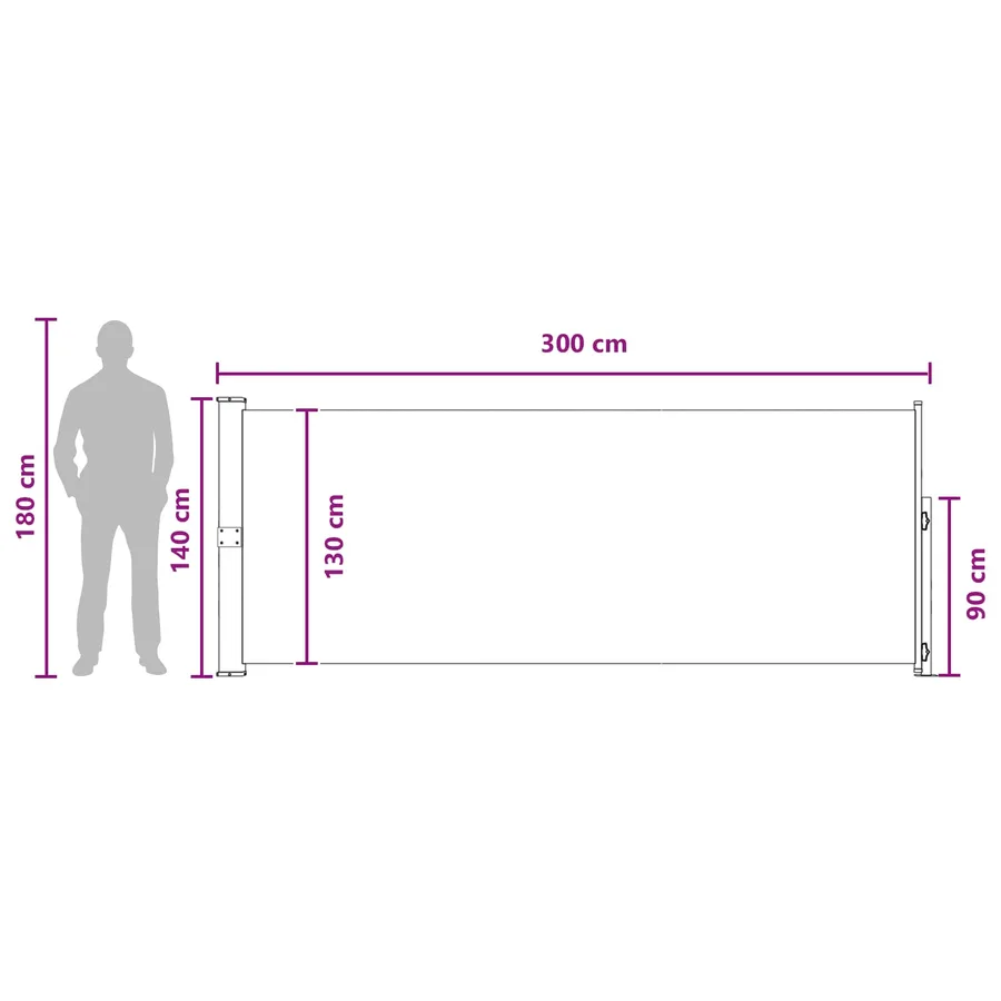 Store latéral rétractable 140 x 300 cm Polyester Rectangulaire - 7