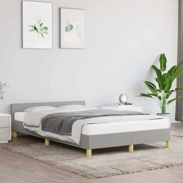 Cadre de lit sans matelas gris clair 120x200 cm tissu