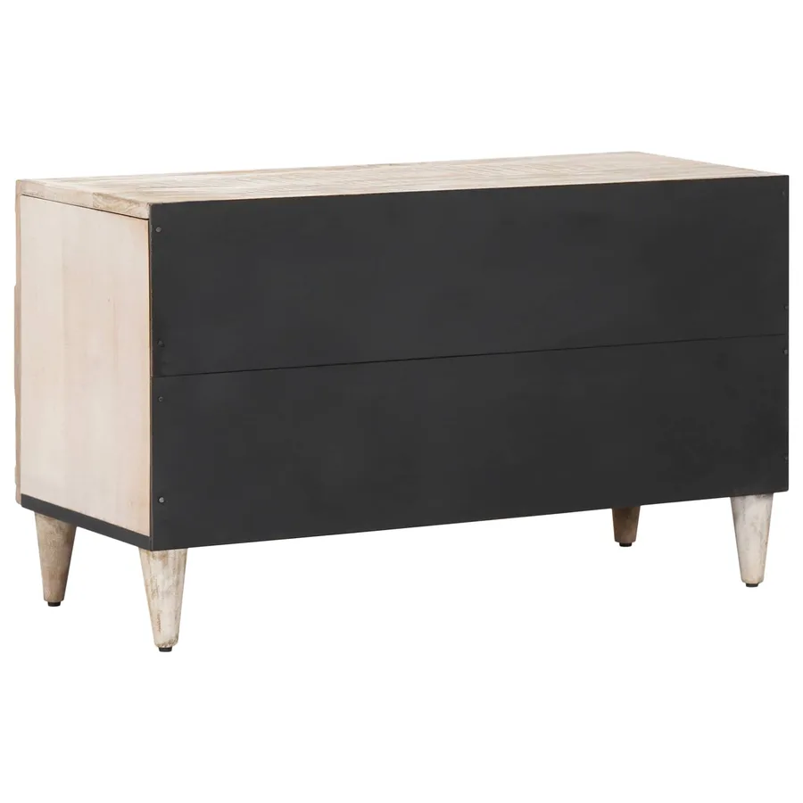 Meuble TV Blanc 80 x 31,5 x 46 cm Bois de mangue massif - 5