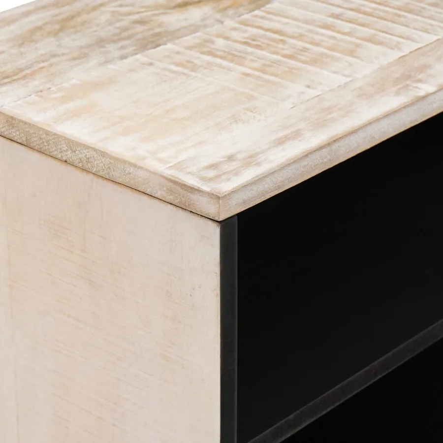 Meuble TV Blanc 80 x 31,5 x 46 cm Bois de mangue massif - 6