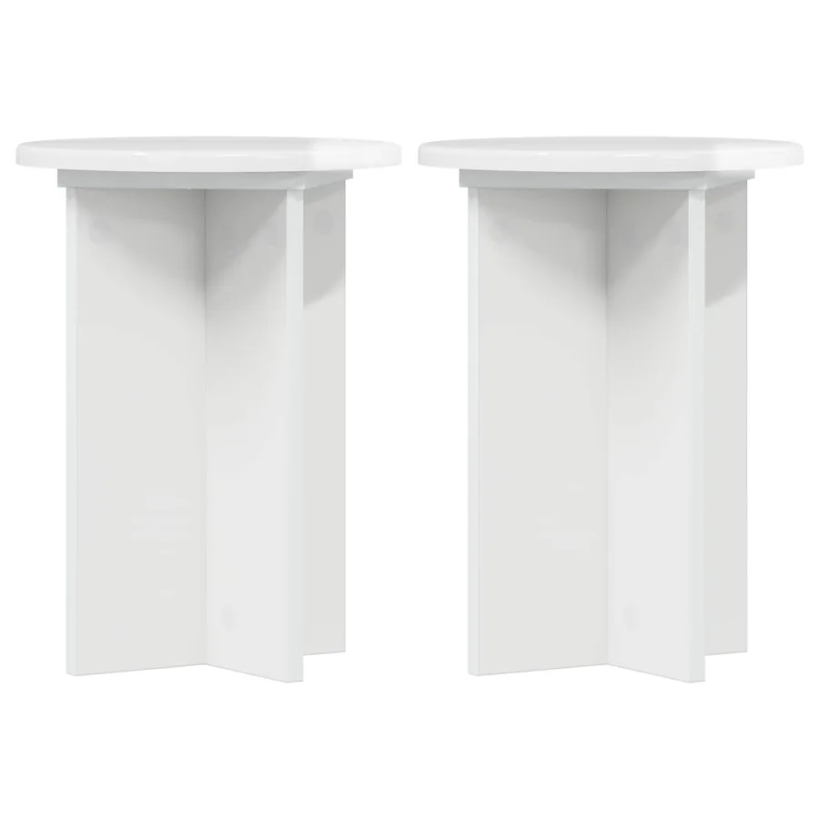 Support de Plante 2 pcs Blanc brillant Ø29,5 x 40 cm - 2