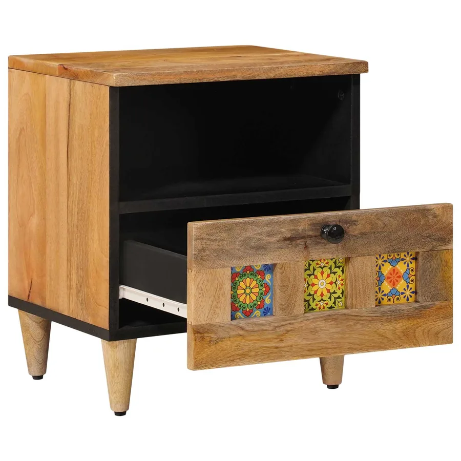 Cabinet de chevet avec tiroir 2 pcs Naturel 40 x 33 x 46 cm - 2