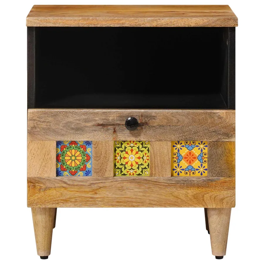Cabinet de chevet avec tiroir 2 pcs Naturel 40 x 33 x 46 cm - 3