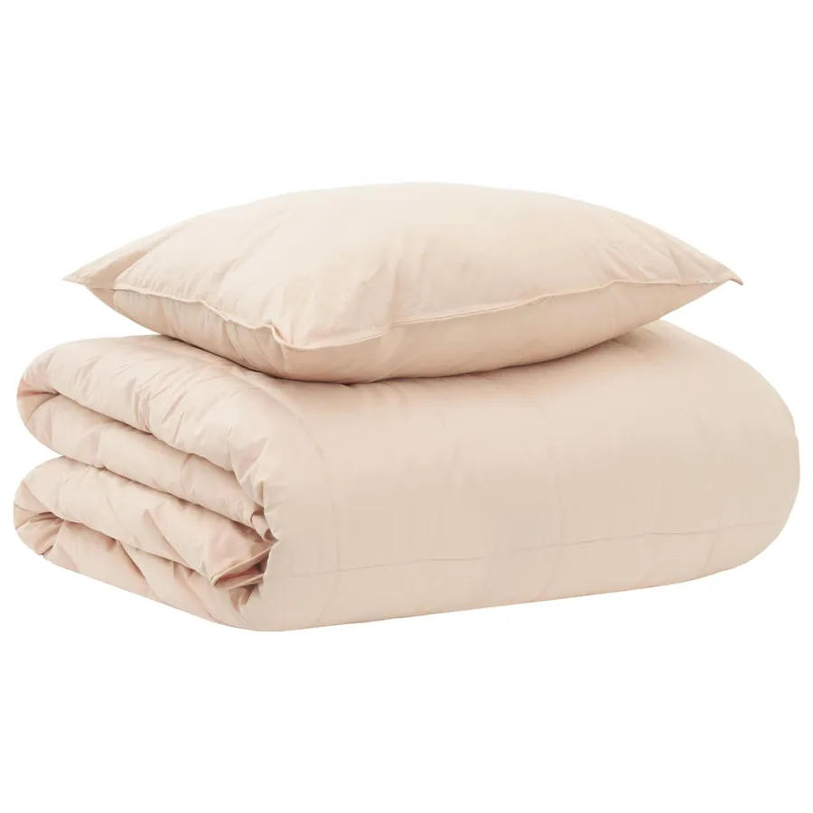 Ensemble de Duvet Beige 155 x 200 cm Coton, Kapok, Polyester
