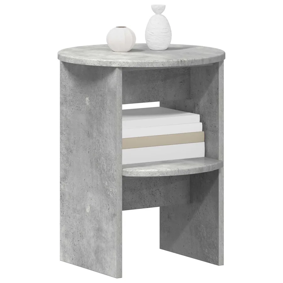 Meuble d'appoint Gris Béton Ø40 x 50 cm Bois d’ingénierie - 3
