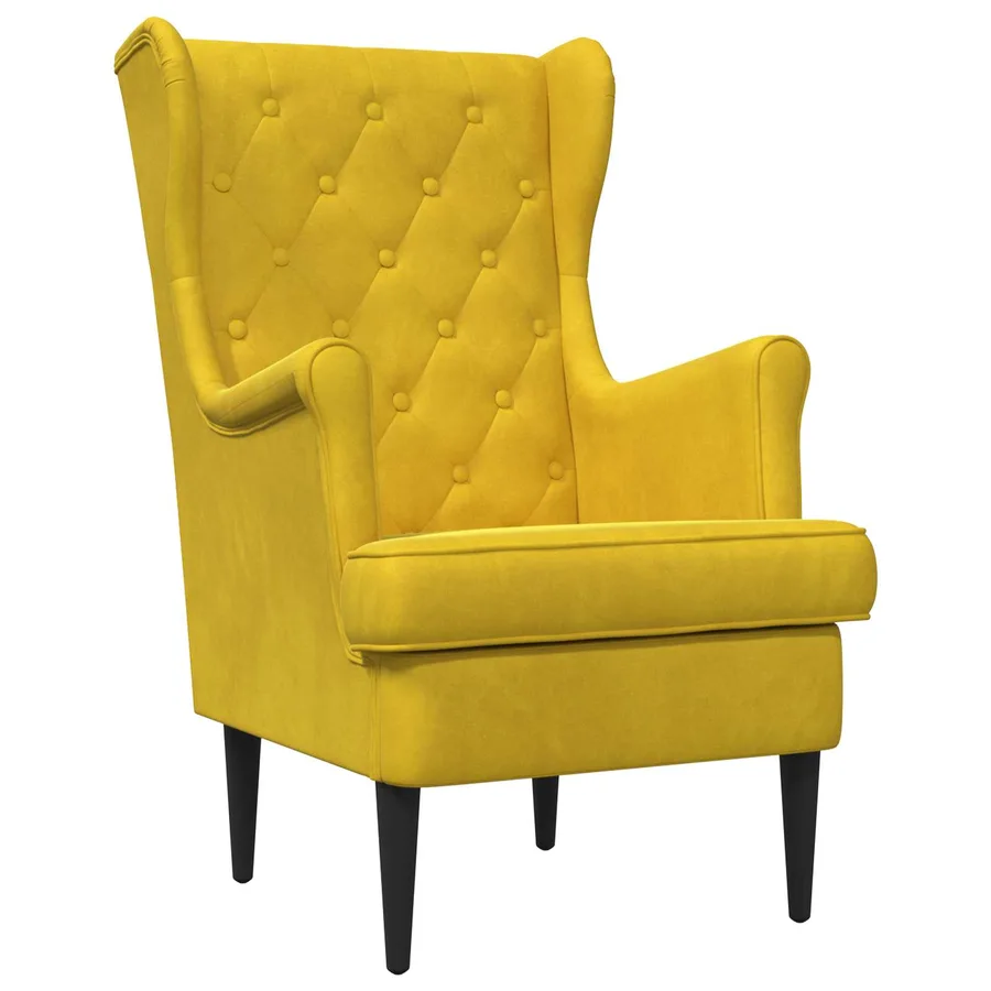Fauteuil Jaune Velours - 2