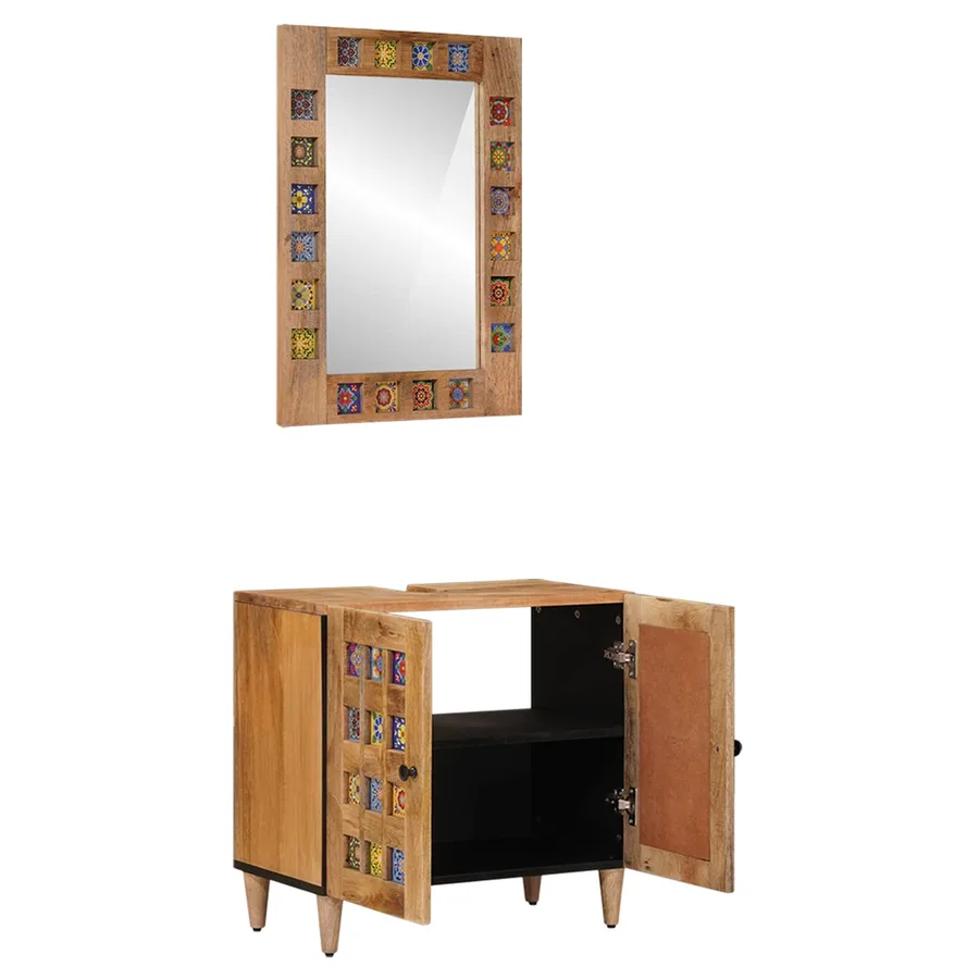 Ensemble de mobilier de salle de bain avec porte 2 pcs Naturel - 2