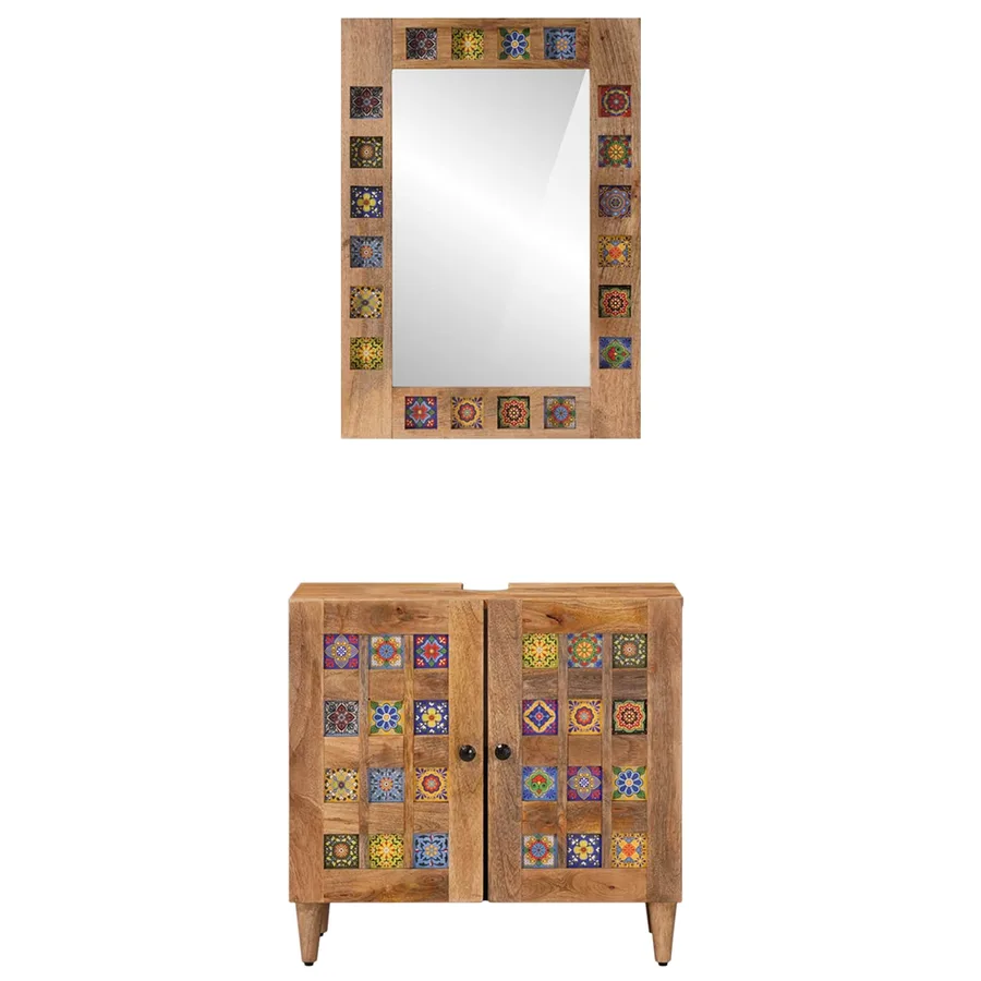 Ensemble de mobilier de salle de bain avec porte 2 pcs Naturel - 5