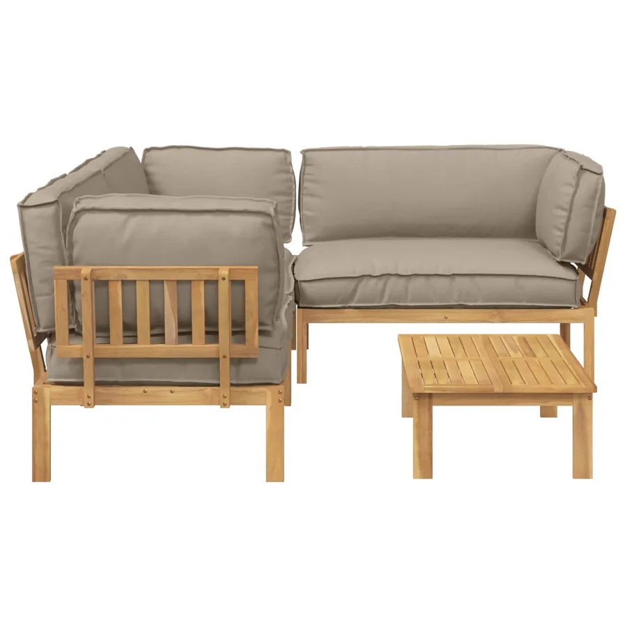 Ensemble de Canapés Uni 4 pcs Taupe Bois d'Acacia Massif - 8