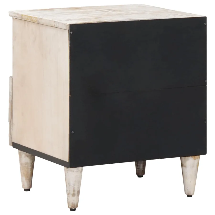 Armoire de lit Blanc 40 x 33 x 46 cm Bois de mangue massif - 5