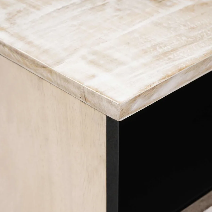 Armoire de lit Blanc 40 x 33 x 46 cm Bois de mangue massif - 6