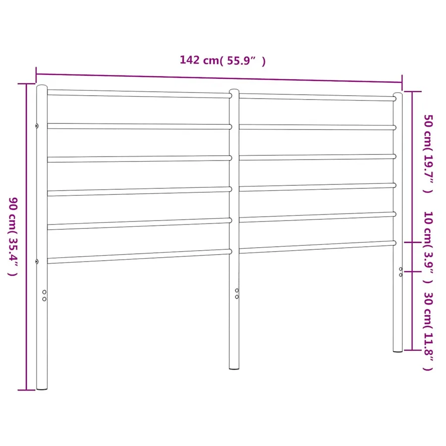 Tête de lit de remplacement métal noir 135 cm - 7