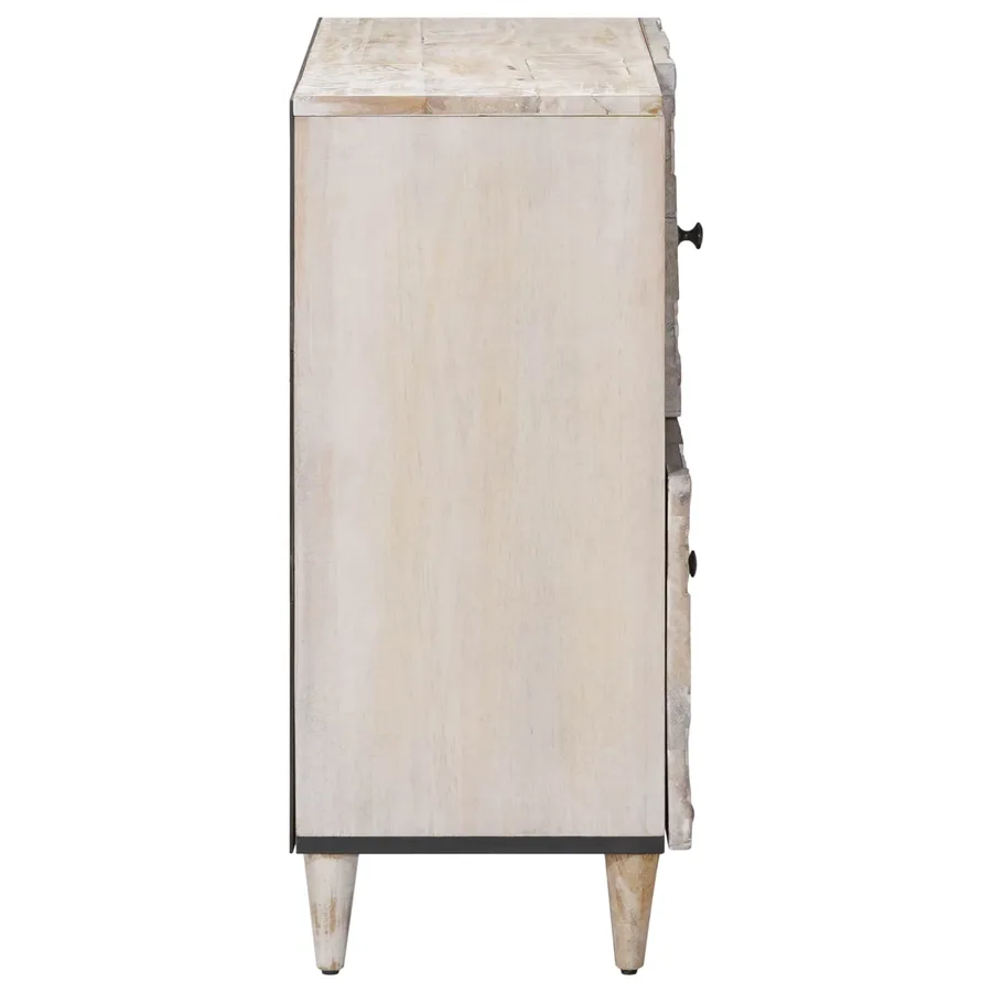 Buffet avec porte Blanc 80 x 33,5 x 75 cm Bois de mangue massif - 4