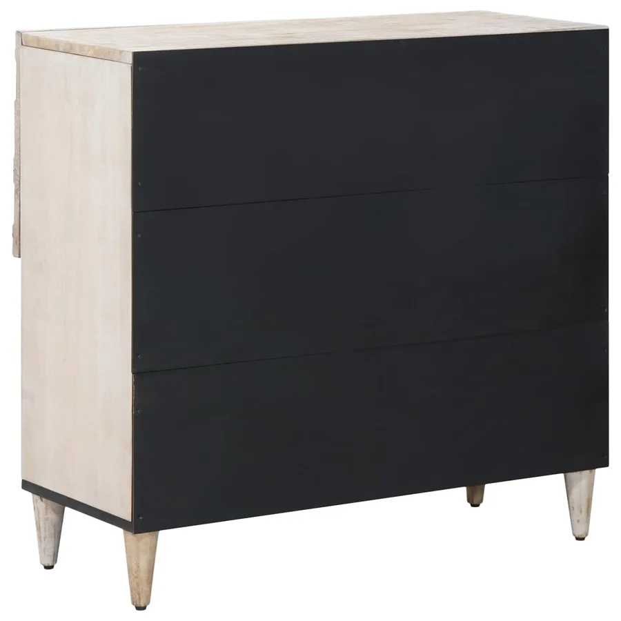 Buffet avec porte Blanc 80 x 33,5 x 75 cm Bois de mangue massif - 5