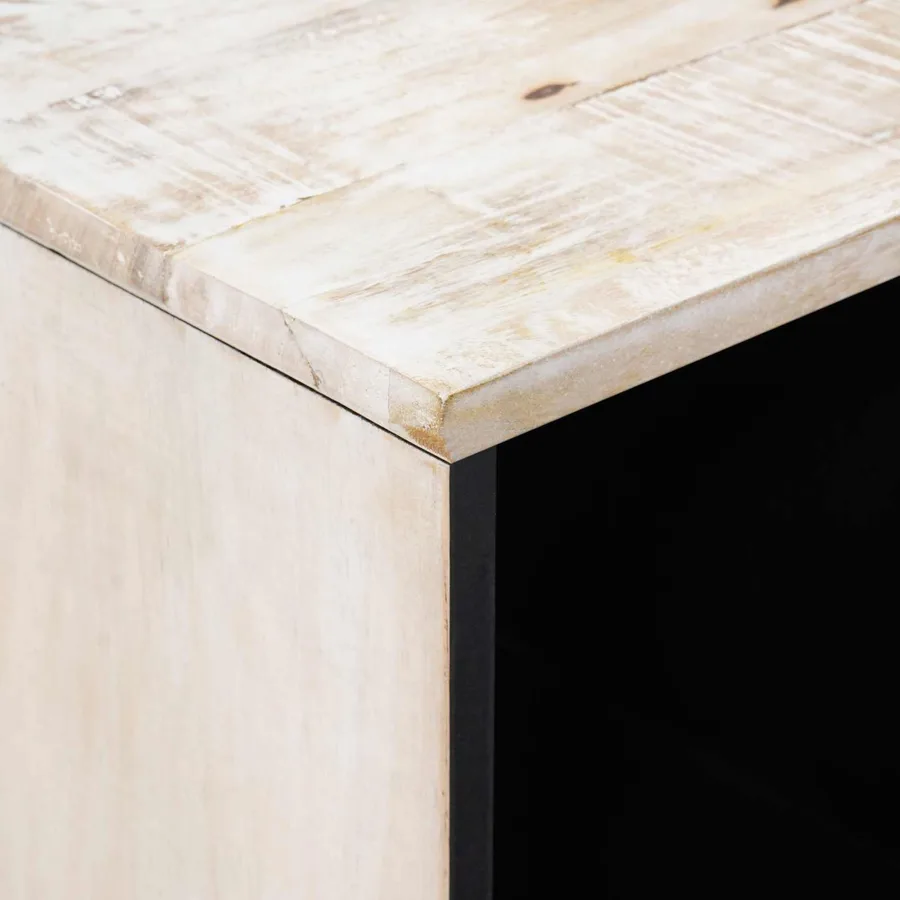 Buffet avec porte Blanc 80 x 33,5 x 75 cm Bois de mangue massif - 6