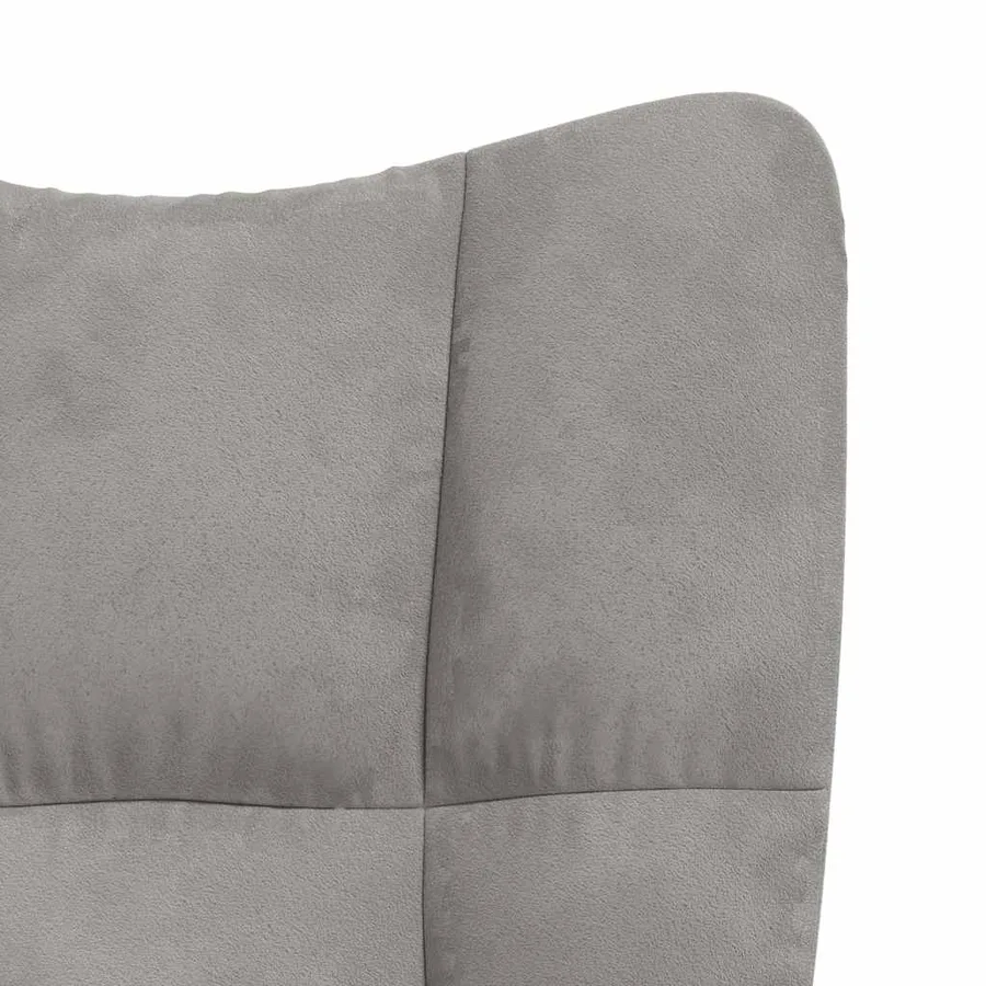 Chaise à bascule avec repose-pied Gris clair Velours - 10