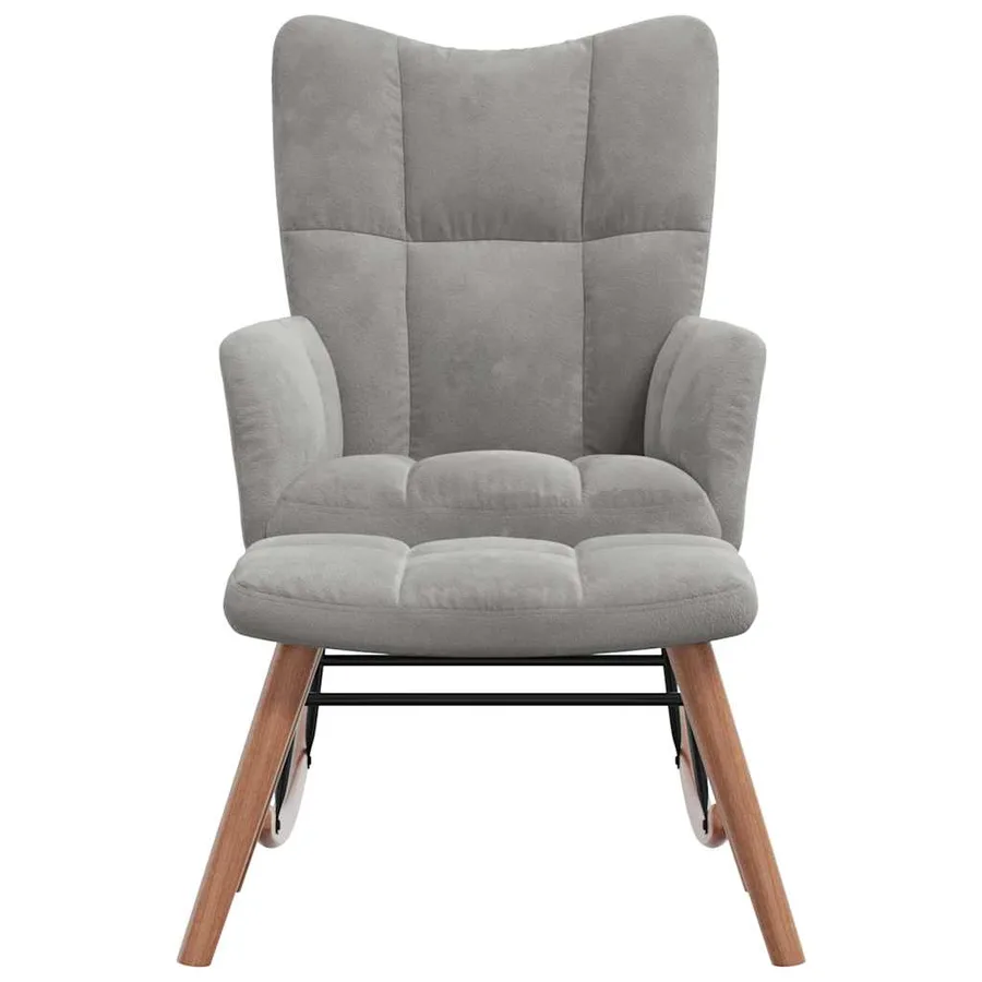 Chaise à bascule avec repose-pied Gris clair Velours - 4