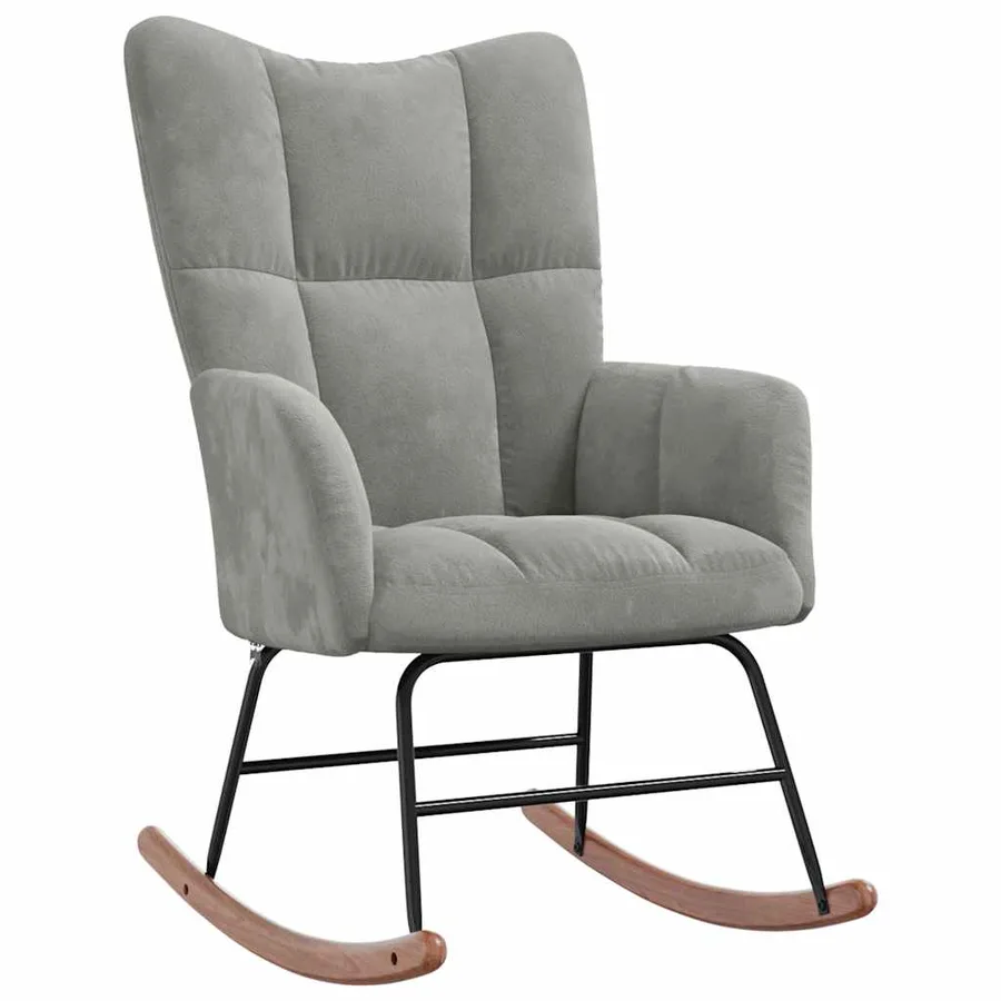 Chaise à bascule avec repose-pied Gris clair Velours - 7